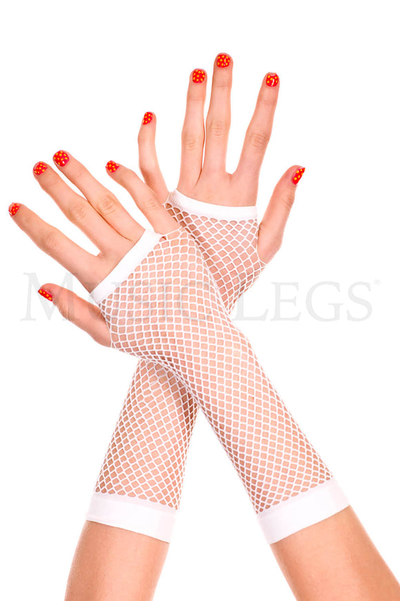 Women's, Thick Mini Diamond Net Arm Warmer, Costume Gloves. Music Legs 415 White