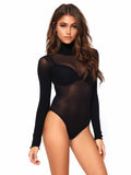 Women's, Long Sleeved Opaque Bodysuit. Leg Avenue 89228 Black.