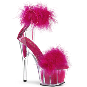 Pleaser ADORE-724F Women's, Adult, 7" Marabou Fur Ankle Cuff Sandal. Hot/pink