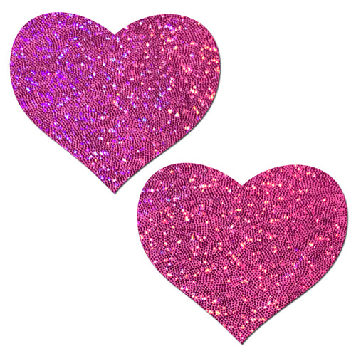 Hot Pink Glitter Heart Nipple Pasties by Pastease.