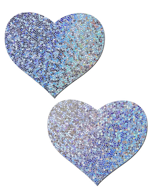 Love: Silver Glitter Heart Nipple Pasties by Pastease.