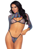 Women's, Exotic, Stripes Fishnet Bikini Set. Leg Avenue 81607