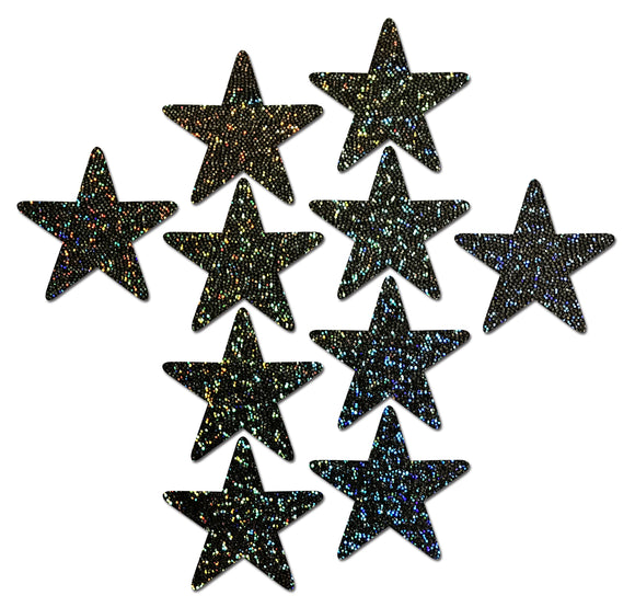 Body Minis: 10 Mini Black Glitter Stars Nipple & Body Pasties by Pastease.