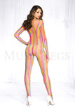 Women's, Rainbow Crotchless Fishnet Bodystocking.  Music Legs 1792