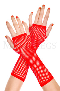 Women's, Thick Mini Diamond Net Arm Warmer, Costume Gloves. Music Legs 415 Red