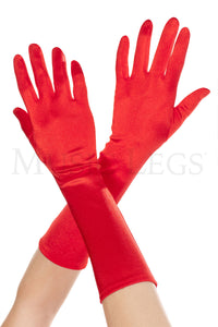 Women's, Basic Satin Costume Gloves. Music Legs 426 Red