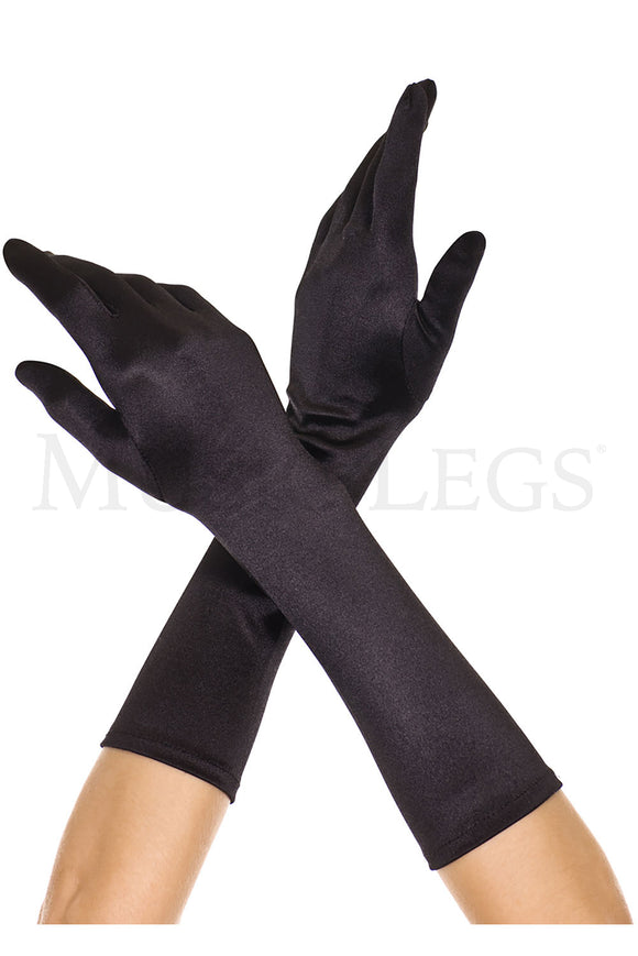 Women's, Basic Satin Costume Gloves. Music Legs 426 Black