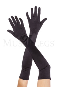 Women's, Extra Long Satin Costume Gloves. Music Legs 452 Black