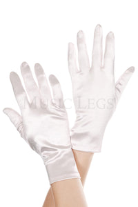 Women's, Wrist Length Satin Costume Gloves. Music Legs 461 White