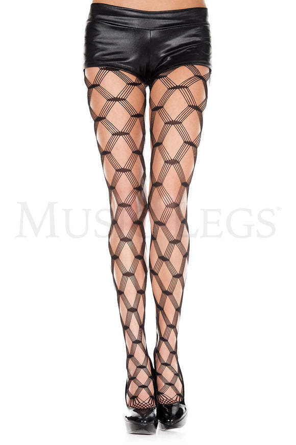 Women's, Multi Strands Diamond Net Pantyhose  Music Legs 5042 Black
