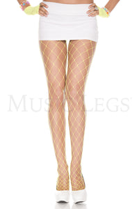 Women's, Diamond Net Spandex Pantyhose, Stockings. Music Legs 9024 N.Yellow