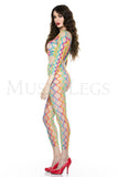 Women's, Rainbow Crop Top With High Waist Tights.  Music Legs 9310