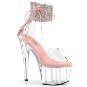 Pleaser ADORE-724RS  Women's, Adult, 7" Rhinestone Embellished Ankle Cuff Sandal. Clr/B.pink
