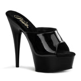 Pleaser DELIGHT-601 Clubwear Fashion Shoes, Slip/On 6" Platform Sandal. Black/Black