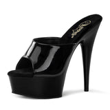 Pleaser DELIGHT-601 Clubwear Fashion Shoes, Slip/On 6" Platform Sandal. Black/Black