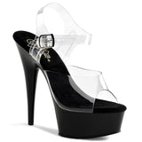 Pleaser DELIGHT-608 Exotic Dancing Shoes, Ankle Strap 6" Heel Platform Sandal. Clr/Blk