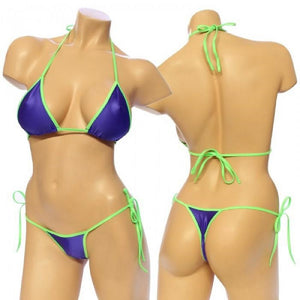Women's, Two Tone Tie Side Bikini Set. HE-3001-T  Purple/Lime