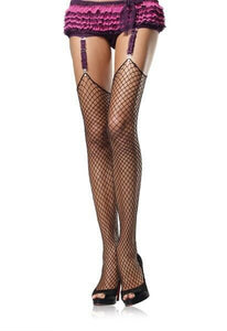 Exotic Spandex Industrial Net stockings with unfinished top. Leg Avenue 9040 Black