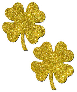 Four Leaf Clover: Glittering Gold Shamrocks Nipple Pasties by Pastease.