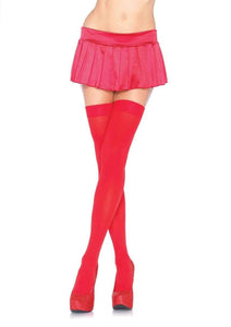 Women's. Opaque Nylon Thigh High Stockings. Leg Avenue 6672. Red