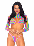 Women's, Exotic Rainbow Dreams Fishnet Bodysuit, Bikini Set. Leg Avenue 81580