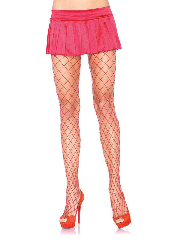 Lady's, Women's Diamond Fishnet Sexy Stockings. Leg Avenue 9005 Red