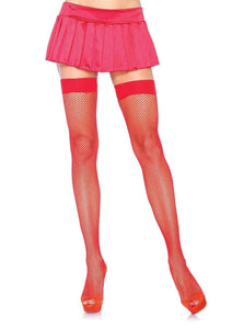 Lady's, Exotic, Nylon Fishnet Thigh Highs. Sexy Stockings. Leg Avenue 9011 Red