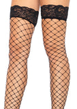 Exotic, Fence Net Thigh High With Lace Top, Fishnet Stockings. Leg Avenue 9037 Black