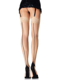 Exotic, Spandex Cuban Heel Stockings W/BackSeam Stockings  Leg Avenue 9213 Nude/Black