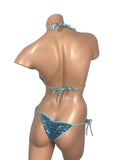 CHZ-1027 Butterfly Tie Side Sequence Bikini Set. Baby/Blue  Sequence