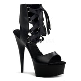 Pleaser DELIGHT-600-14 Clubwear, Lace-Up Ankle High 6" Heel Platform Sandal. Black