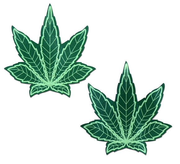 Indica Pot Leaf: Green Weed Nipple Pasties by Pastease.