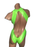 CHZ-1033 One Piece Cut Out Bandage Monokini,  Bodysuit. Lime Snake