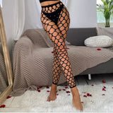 Sexy Exotic Dancer Rhinestone Hollow Out Net Footless Pantyhose WN190W60