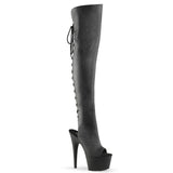 Pleaser ADORE-3019 Exotic Dancing Clubwear 7" Heel Platform Over-The-Knee Boot. Black Faux/Leather