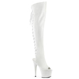 Pleaser ADORE-3019 Exotic Dancing Clubwear 7" Heel Platform Over-The-Knee Boot. Wht Faux