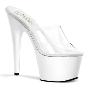 Pleaser Adore-701 Women's Stiletto 7" Heel Slip On Platform Sandal. White