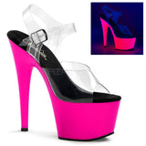 Pleaser ADORE-708UV Exotic Dancing, Ankle Strap 7"High Heel Platform Sandal. Pink