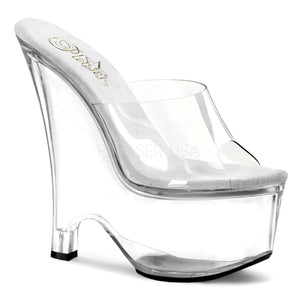 Pleaser BEAU-601 Women's Wedge Heel Slip on 6.1/2" Sexy Sleeper, Sandal.  Clear