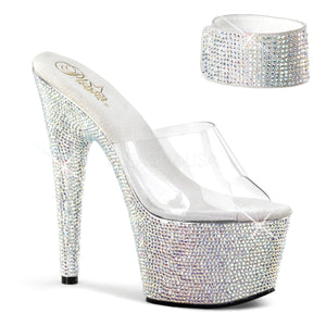 Pleaser Bejeweled-712RS Exotic Dancing Shoes. W/Rhinestone 7" Platform Sandal. Silver