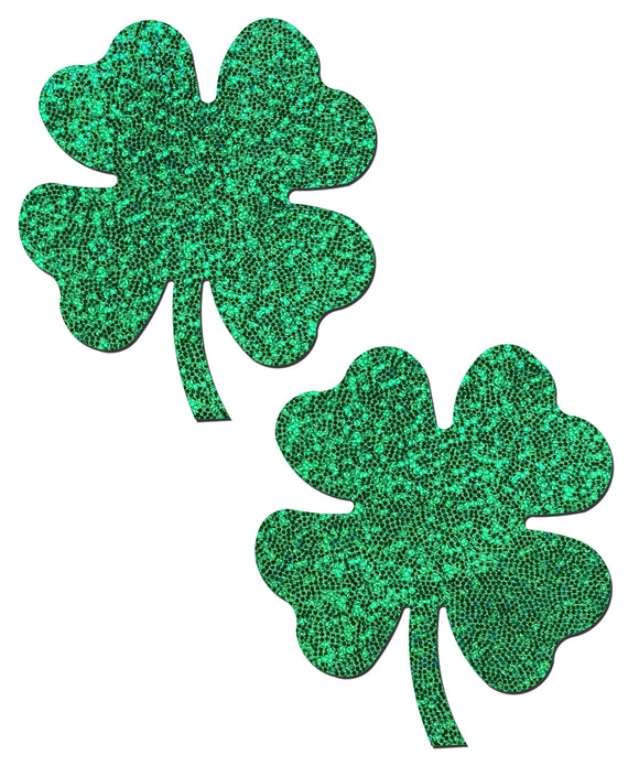 Four Leaf Clover: Glittering Green Shamrocks Nipple Pasties by Pastease.