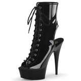 Pleaser DELIGHT-1016 Clubwear, Exotic Dancing, 6" Platform Lace-Up Ankle/Boots. Black Patent