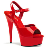 Pleaser DELIGHT-609 Exotic Dancing Shoes 6" Heel Ankle Strap Platform Sandal. Red