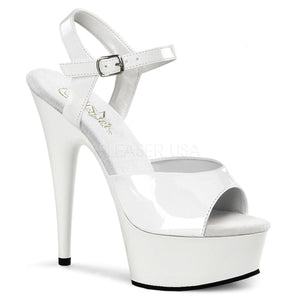 Pleaser DELIGHT-609 Exotic Dancing Shoes 6" Heel Ankle Strap Platform Sandal. White