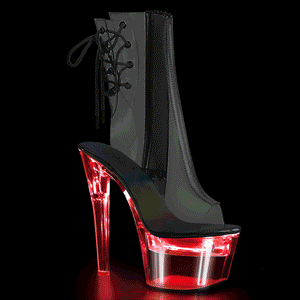 FLASHDANCE-1018C-7 Clubwear 7" Heel Platform Ankle/Mid-Calf Boots, Clr/Clr