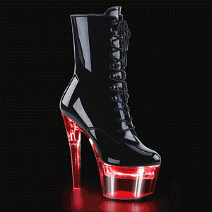 FLASHDANCE-1020-7 Clubwear 7" Heel Platform Ankle/Mid-Calf Boots, Black/Pat