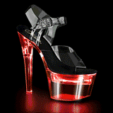 Pleaser Flashdance-708 Exotic, Clubwear, Ankle Strap 7" Heel Platform Sandal. Clear/Black/Clear