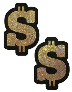 Gold Glitter Dollar Sign Nipple Pasties by Pastease.