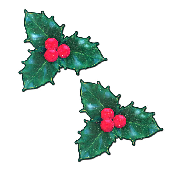 Christmas Winter Holly with Red Berries Nipple Pasties by Pastease.