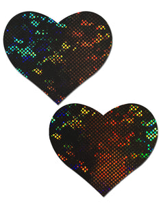 Love: Shattered Glass Disco Ball Black Heart Nipple . Pastease